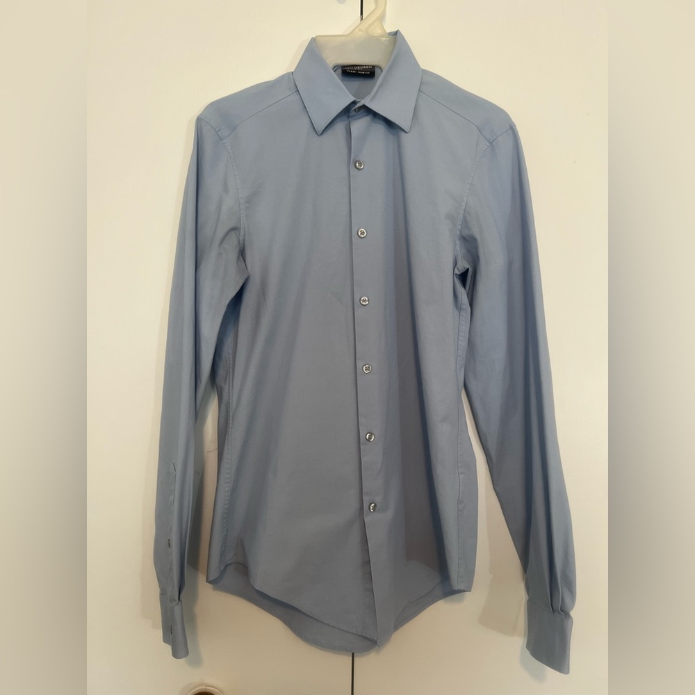 Blue button up long sleeve dress shirt